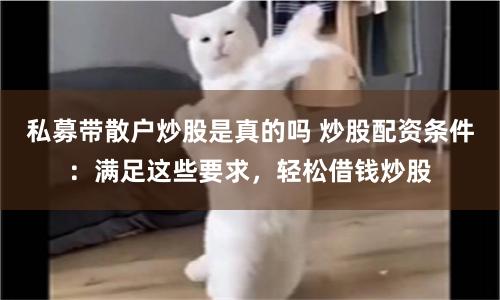 私募带散户炒股是真的吗 炒股配资条件：满足这些要求，轻松借钱炒股